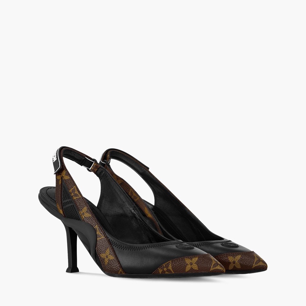 Louis Vuitton Black and Brown Monogram Heels